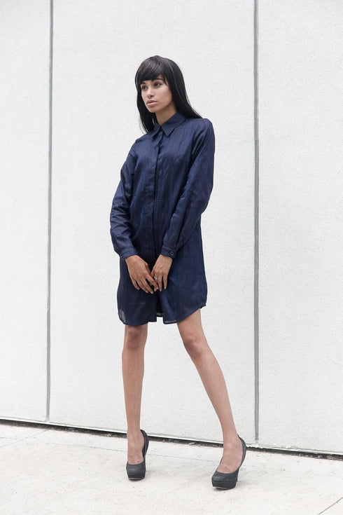 Midnight Silk Shirtdress